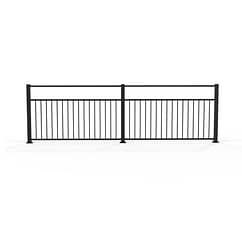 Balkongräcke i svartlackerad aluminium.