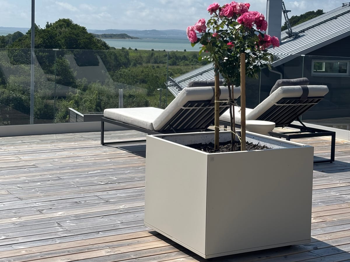 Stor isolerad kruka med rosplanering.