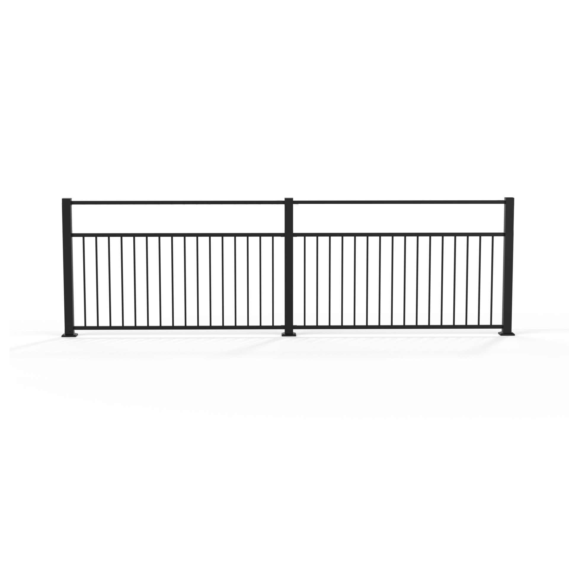 Balkongräcke i svartlackerad aluminium.