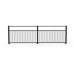 Balkongräcke i svartlackerad aluminium.