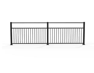 Balkongrækværk i sortlakeret aluminium.